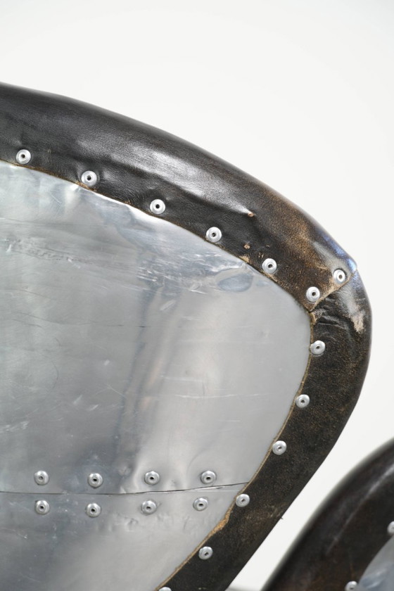 Unique Vintage Cowhide Leather Aviator Timothy Oulton Devon Spitfire Side Chair / Office Chair Finished (photo 14 of 16)