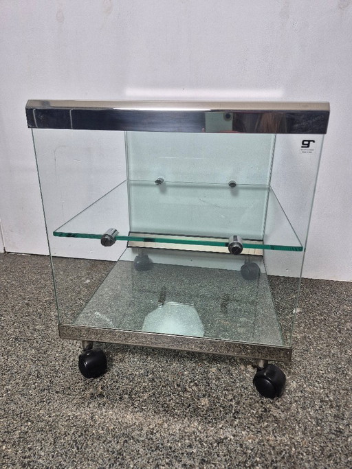 Carrito de diseño Gallotti & Radice / carrito de servicio de vidrio y acero inoxidable – Italia