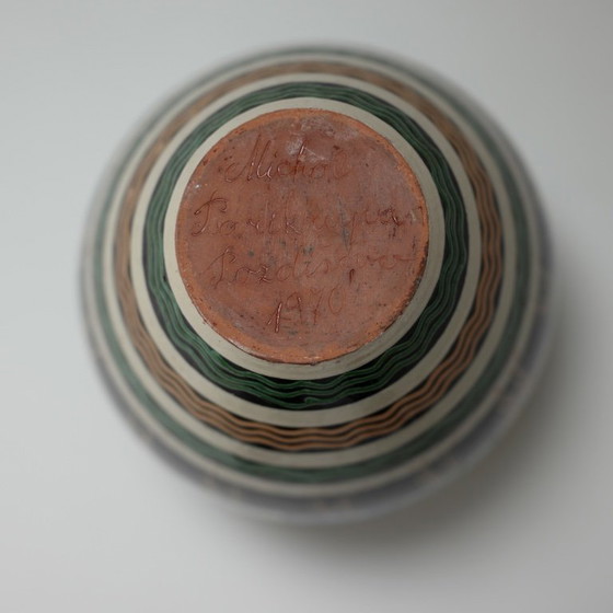 Vase en céramique peint à la main „Karička“ de Michal Parikrupa-Šipár, Pozdišovce, Tchécoslovaquie, 1970 (photo 10 of 10)