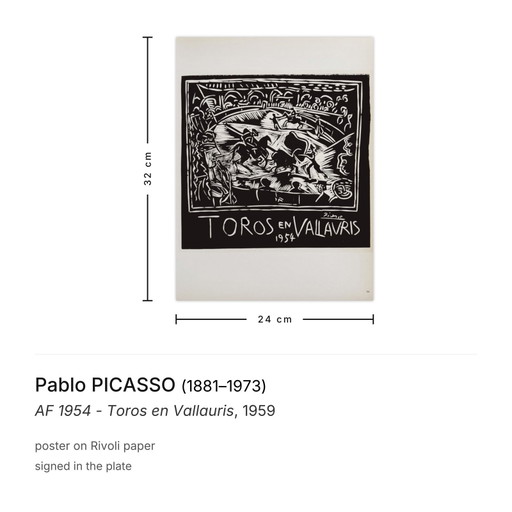 Pablo PICASSO AF 1954 - Toros en Vallauris poster 1959
