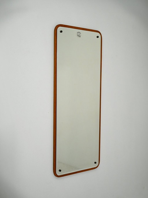 Scandinavische rechthoekige teakhouten spiegel