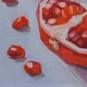 Pomegranate, Contemporary Impressionism in Miniature, 15x15; Sandra Kolondam