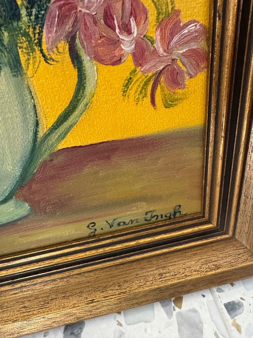 Van Ingh – Pintura al óleo original – Bodegón floral colorido – schilderijen tekeningen, Other (photo 2 of 5)