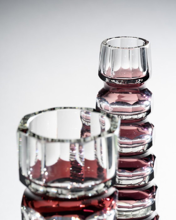 Image 1 of Block Vase Duo Ilm-Kristall GDR Attributed Josef Hoffmann Oldřich Lipský Exbor