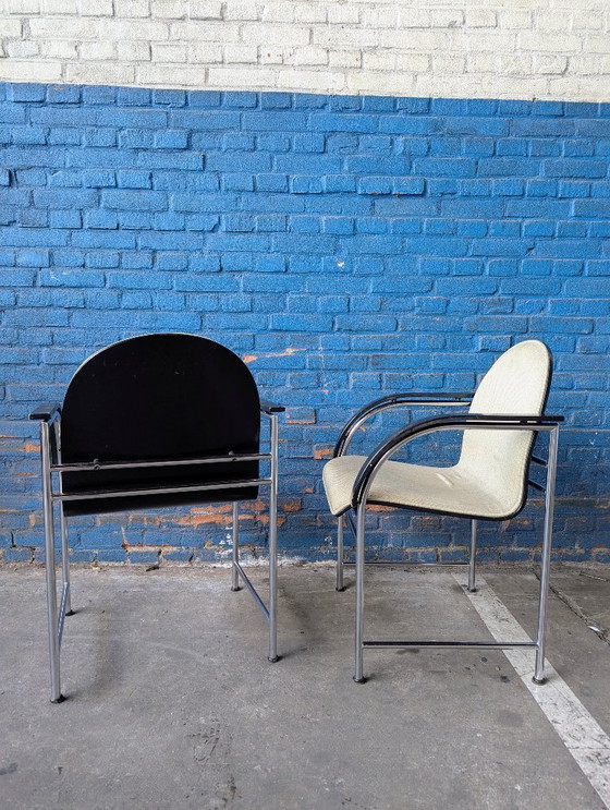 Image 1 of Vintage Arco BK dining chairs -chrome & black-.