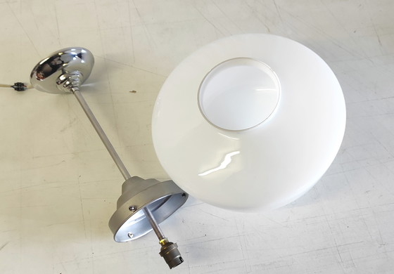 Image 1 of Bauhaus style pendant light, opaline globe XL, 30cm diameter - early 20th century