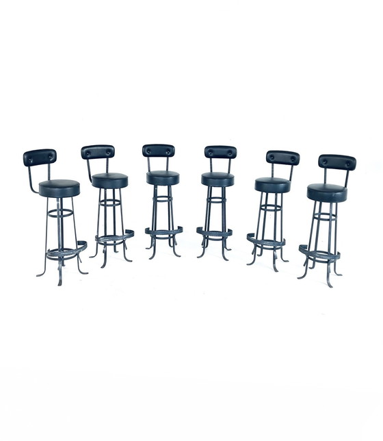 Image 1 of 6x Vintage Barstool Wrought Iron '60