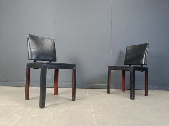 Image 1 of Vintage leren eetkamerstoelen van Durlet, jaren 1980