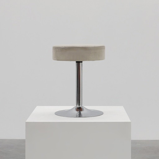 Vintage Mid-century design stool in chrome with white leather seat, 1970s