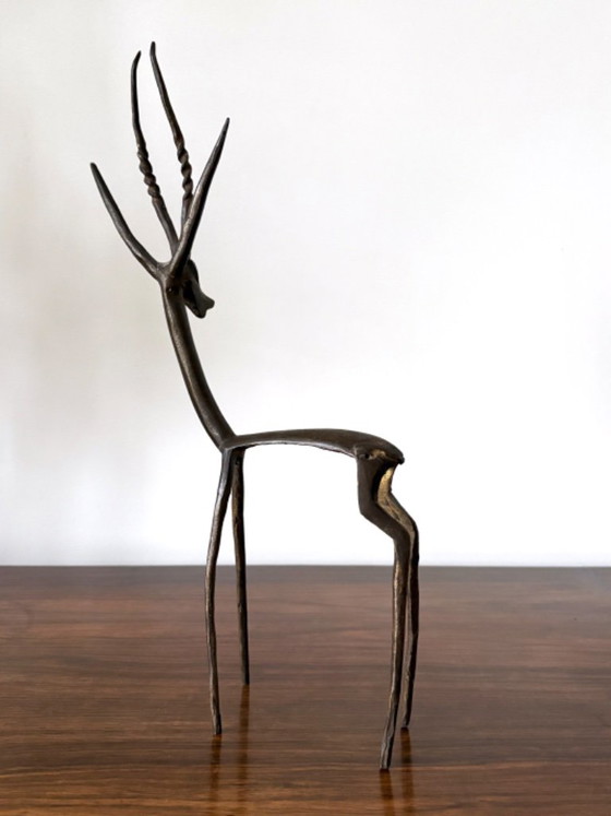 Beautiful minimalist gazelle sculpture MCM style from the 60s, Decorative Objects, Bronze, Brown (photo 4 of 8)
