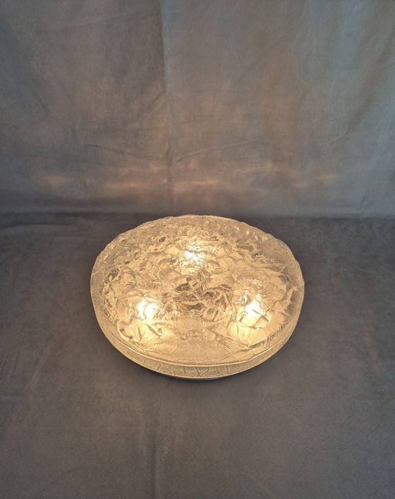 Image 1 of Lámpara de techo o pared empotrada Doria Leuchten Ice/Bubble Glass Ø38cm Cromada Estilo Space Age años 60/70 3xE27 Vintage