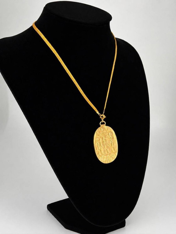 Image 1 of Vintage MMA Egyptian Revival Necklace – 12K Gold Filled – Metropolitan Museum of Art