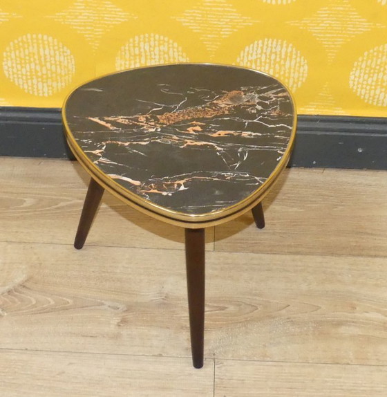 Image 1 of Original 50s 60s flower stool formica gray rose marbled Ø29 H28.5 mini kidney-shaped table vintage retro flower stool plant stan