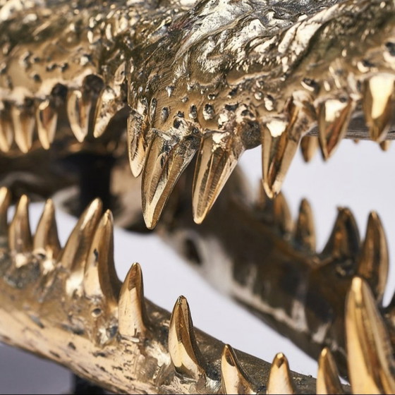 Image 1 of Sooka Sculpture, saltwater crocodile skull 37 cm bronze