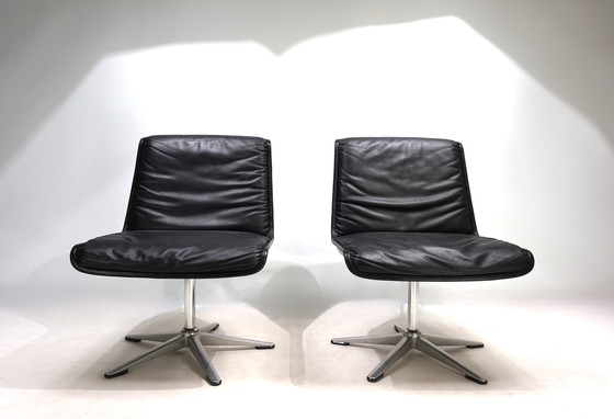 Image 1 of Wilkhahn Delta 2er Set Konferenzstühle / Esszimmerstühle aus Leder von Delta, 1960