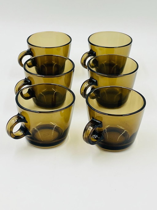 Set van 6 vintage amberkleurige glazen bekers van Seca Service Station