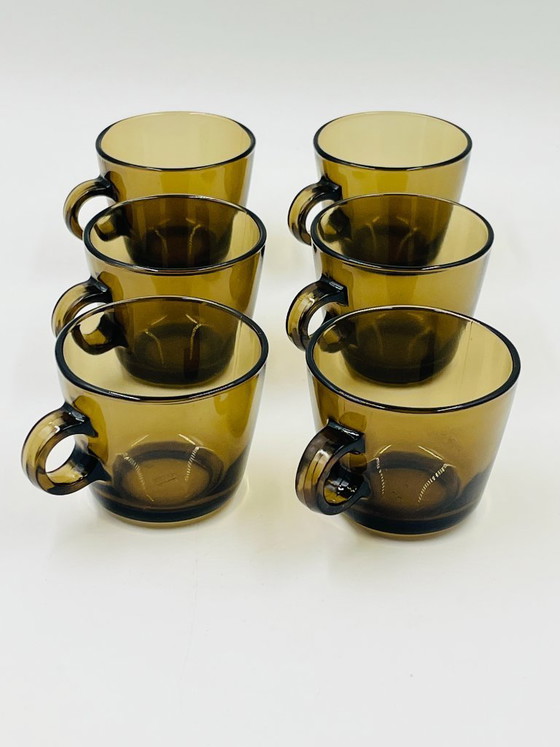 Image 1 of Set van 6 vintage amberkleurige glazen bekers van Seca Service Station