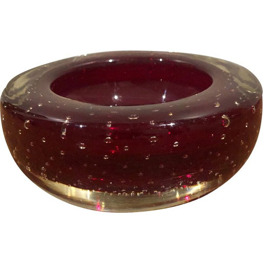 Vintage asbak van gebobbeld murano glas, 1970