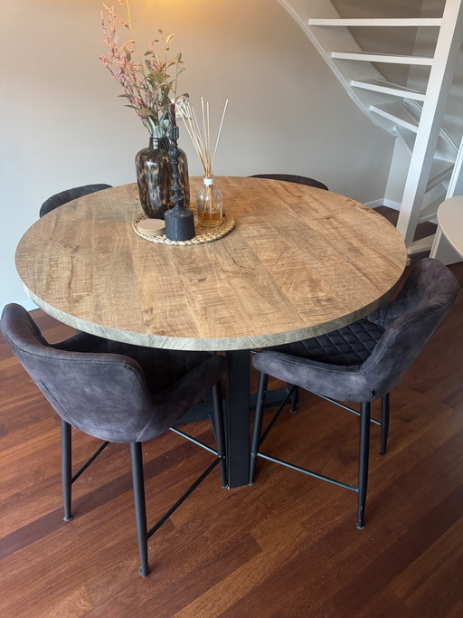 Ronde hoge eetkamer + 6 stoelen
