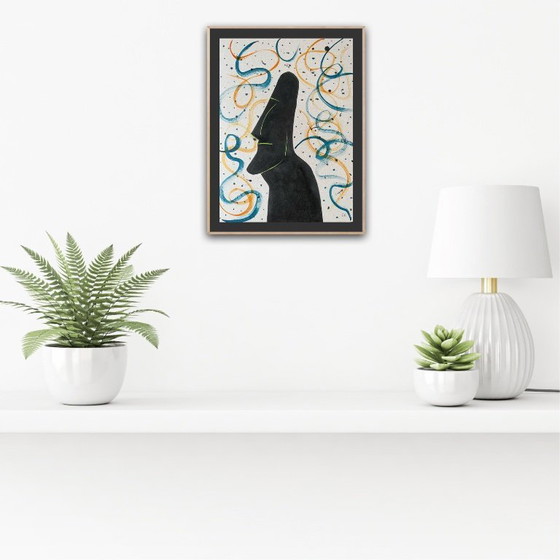 Image 1 of Oost-Indische inkt op naturel karton.  Formaat 30x40cm.