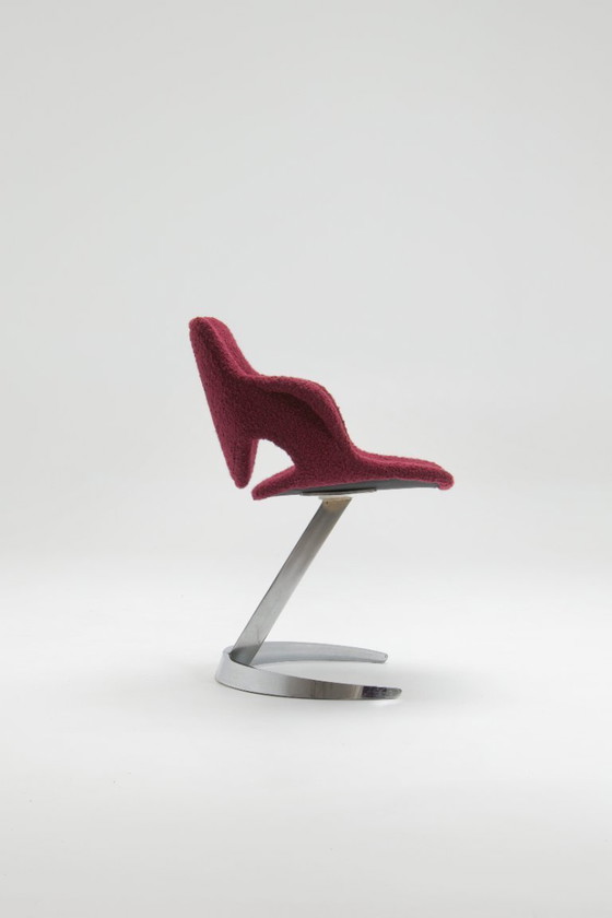 Image 1 of  Sculptural "Scimitar" Dining Set in Burgundy Bouclé - Boris Tabacoff