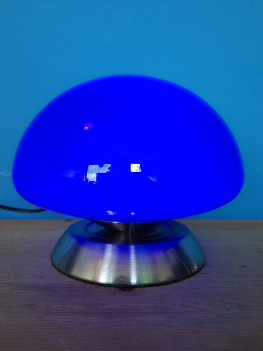 Vintage blue space age glass touch lamp Linhai Junis
