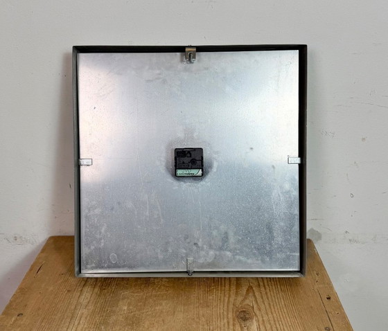Image 1 of Large Grey Square Wall Clock from Pragotron, 1970s