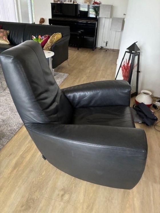 Image 1 of In exzellentem Zustand: Label Longa Sessel aus schwarzem Leder, Gerard van den Berg