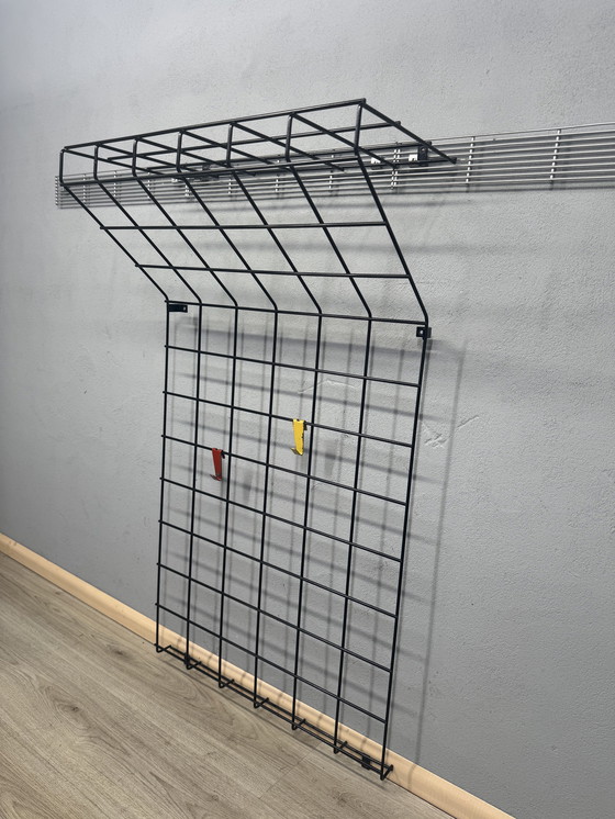 Image 1 of Vintage pilastro metalen wandkapstok met hoedenplank