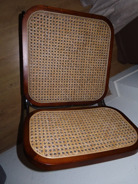 Image 1 of Twee vintage rotan stoelen met chroom RVS bruin