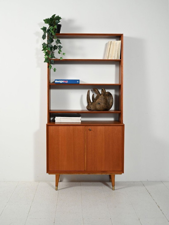 Image 1 of Scandinavische teakhouten boekenkast met kastje, jaren 1950-1960