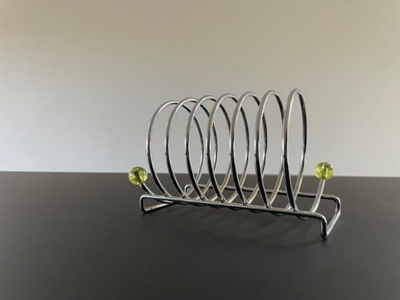 Image 1 of Porta toast cromato postmoderno vintage con dettagli al neon