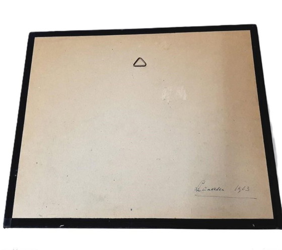 Image 1 of Vintage black and white photograph of a mountain landscape, framed and signed