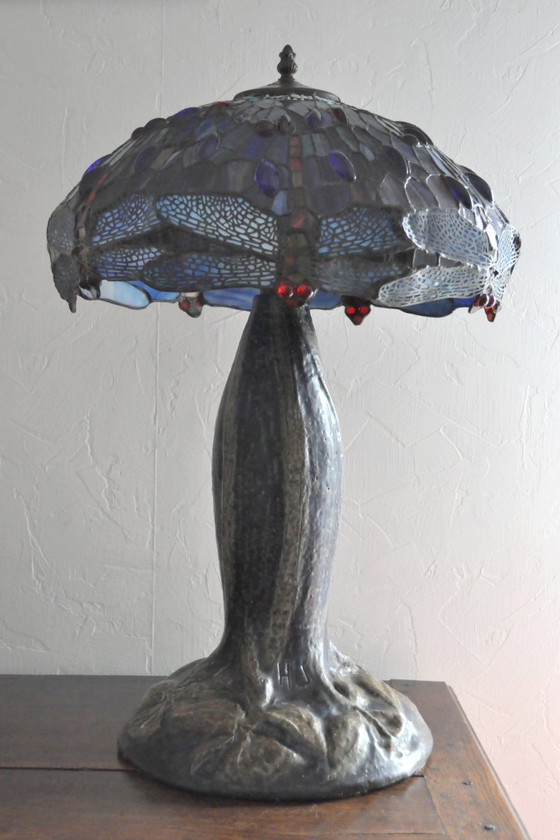 Image 1 of Lampe à poser - Signée H JAVAUX - Style Tiffany (ref 3528)