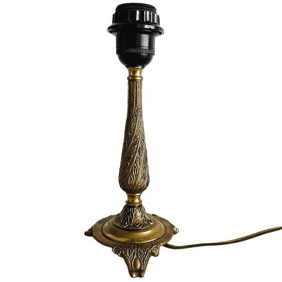 Image 1 of Antique Art Nouveau brass lamp base acanthus 1910s