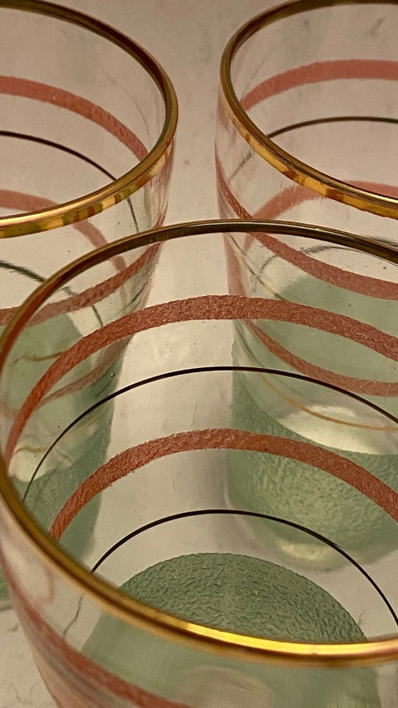 Image 1 of vintage glasses with gold accents mcm (set of 6)