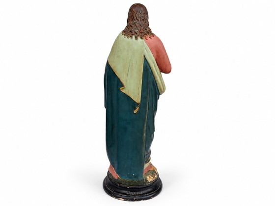 Große antike französische Herz-Jesu-Statue von Puccini, 62 cm, um 1900 – Bildhauerei, Other (photo 8 of 10)