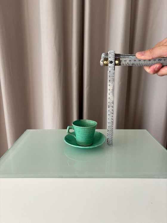 Set di 4 Tazzine e Piattini da Caffè Espresso in Ceramica Studio Verde Giada Vintage – Smaltato a Mano (photo 12 of 13)