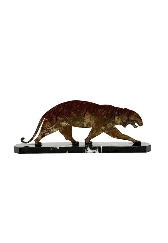 Image 1 of Art-Déco-Tigre-Skulptur aus Bronze, Frankreich, ca. 1930