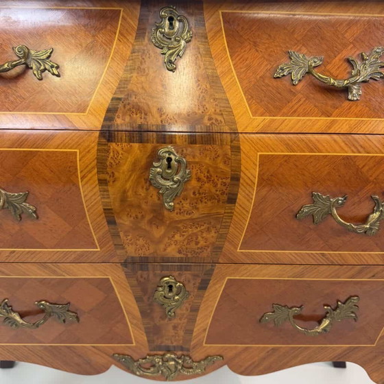Bombé chest of drawers in the Louis XV style, Marble, Wood, Red (photo 22 of 22)