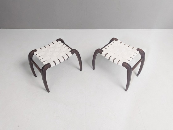 Image 1 of Paar modernistische Hocker von Ladislav Bartoníček für Krásná Jizba, 1940er Jahre