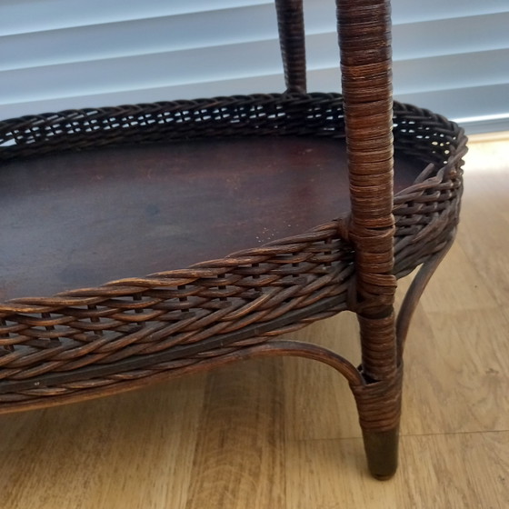 Image 1 of Vintage rattan side table.