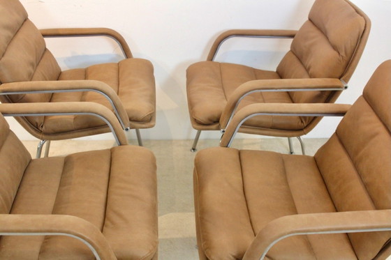 Ensemble de Fauteuils de Direction Artifort Channel par Geoffrey Harcourt, Aluminium, Cuir (photo 3 sur 12)