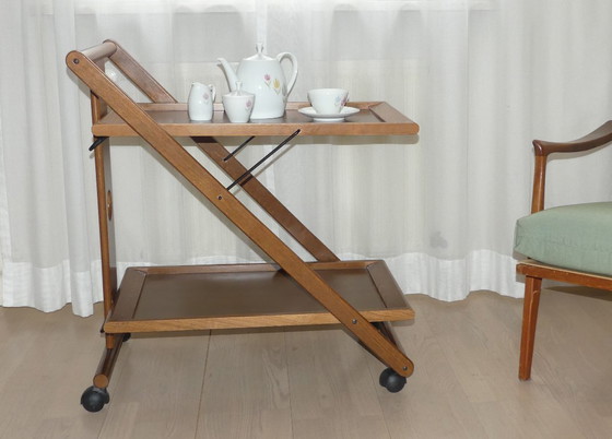 Serveerwagen/theetafel Foppapedretti walnoot opvouwbaar Italië UK2aeb – Wood, Vintage (photo 2 of 12)