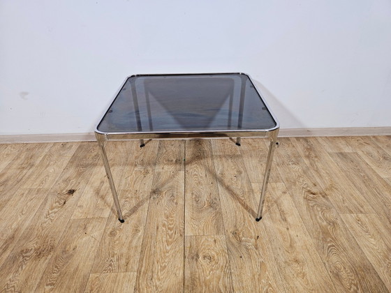Mid-Century Modern Salontafel in chroom en rookglas, Italië, jaren 70 – Koffietafelboeken, Chrome (photo 8 of 19)