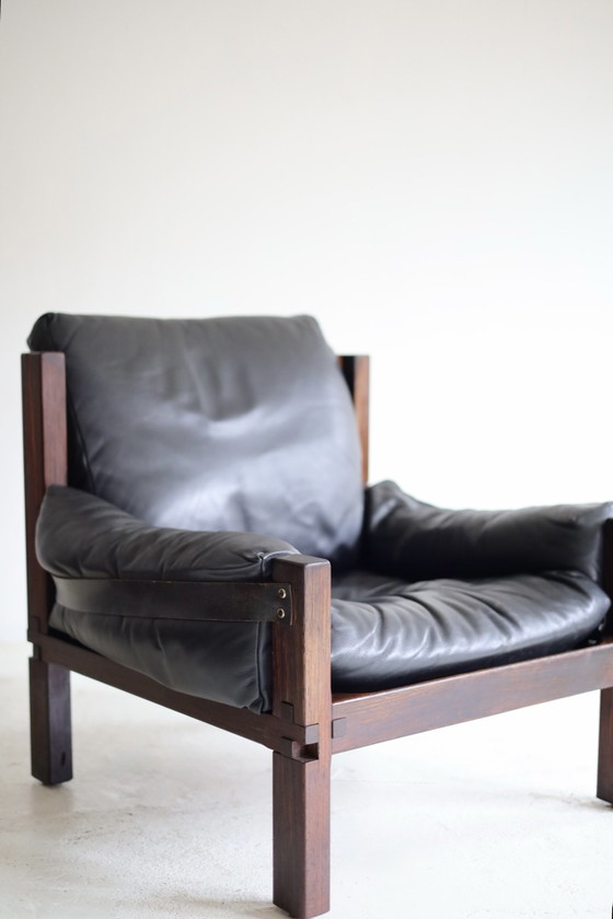 Vintage Armchair model S15, Pierre Chapo 1960s, Wood, Leather, Brown (photo 2 of 9)