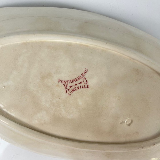 Image 1 of Piatto da portata ovale con manico laterale, KG Lunéville, Ironstone, "Fontainebleau", rosa, XIX secolo