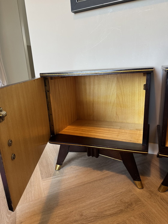 Image 1 of Vintage Art Deco walnut bedside tables set of 2