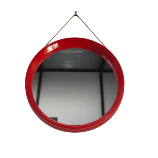 Miroir rond vintage milieu du siècle, miroir mural rond en plastique