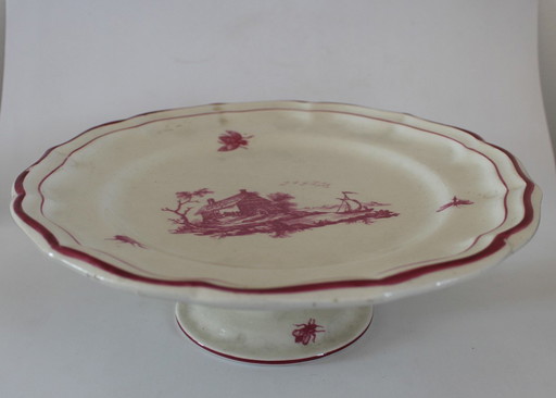 Gien dessert service original model "Paysage rose" (1866)